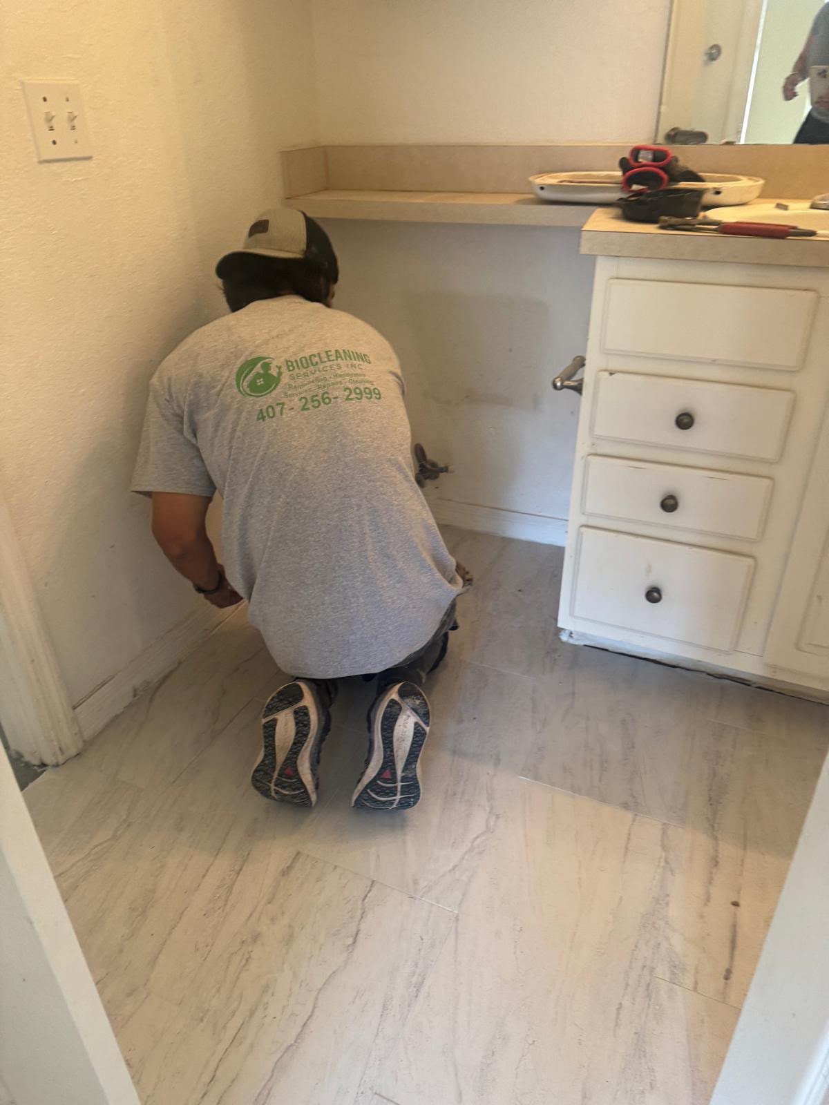 Bio-Cleaning Services technician performing interior property repair work — Central Florida.